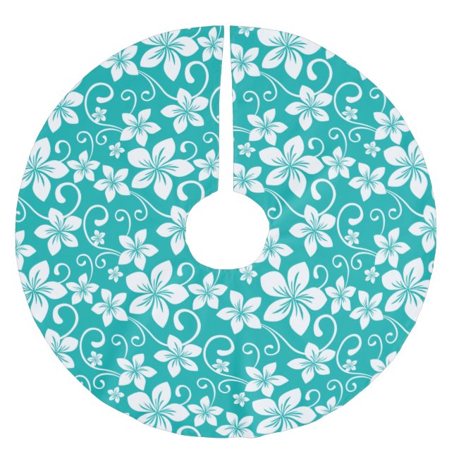 BLUE HAWAII (TEAL) BRUSHED POLYESTER TREE SKIRT (Front)