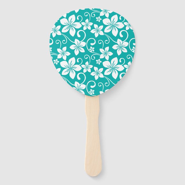 BLUE HAWAII (TEAL) HAND FAN (Front)