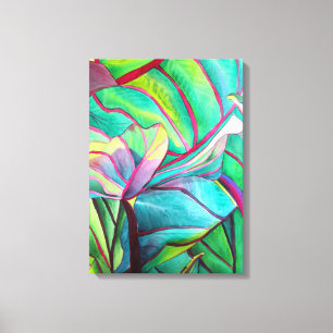 Blue Hawaii Tropical leaf foliage art Canvas Print