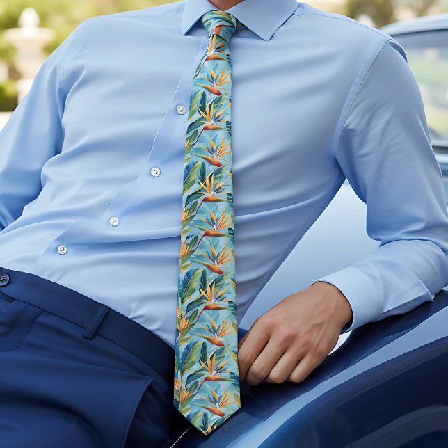 Blue hawaiian bird of paradise  tie (Creator Uploaded)