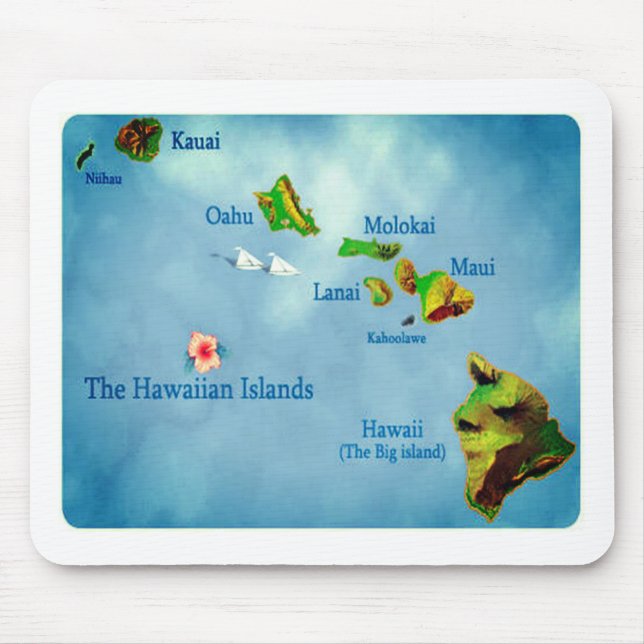 Blue Hawaiian island map mousepad (Front)