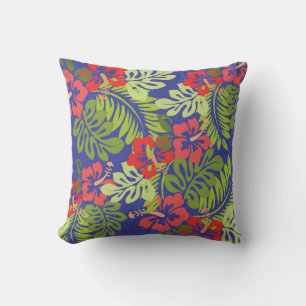 Blue Hawaiian Throw Pillow