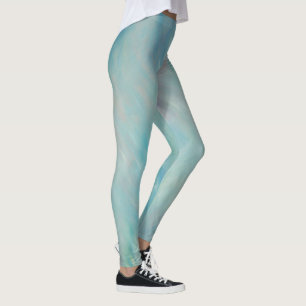 Blue haze float abstract art leggings
