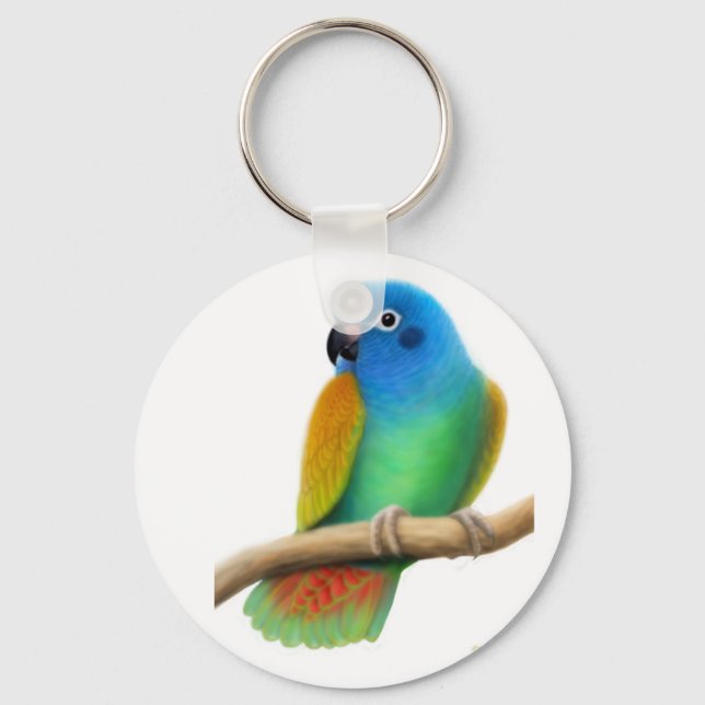 Blue Headed Pionus Parrot Keychain (Front)