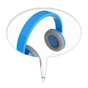 Blue headphones with mic cake pick