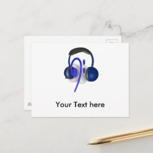 Blue Headset Playing Some Classical Bass Postcard