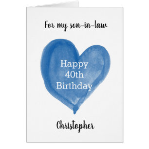 Blue Heart 40th Birthday Son-in-Law