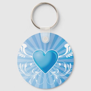 Blue Heart and Wings Keychain