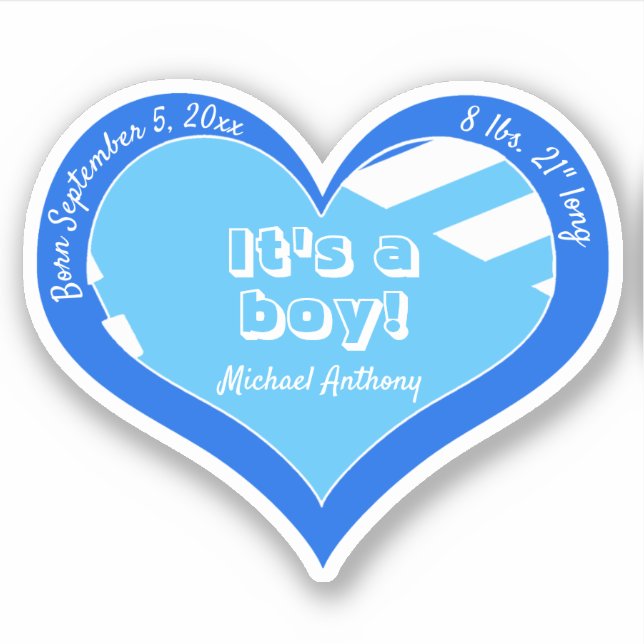 Blue Heart Baby Announcement (Front)