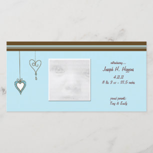 Blue Heart Baby Announcement Photo Cards
