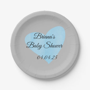 Blue Heart Baby Shower Dessert Plates