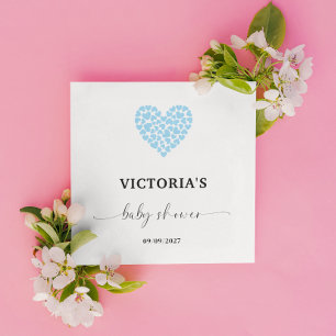 Blue Heart Baby Shower Party Napkin