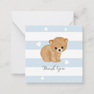 Blue Heart Bear Thank You Note Cards