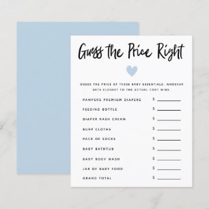 Blue Heart Boy Baby Shower Guess The Price Right
