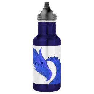 Blue heart dragon on white 532 ml water bottle