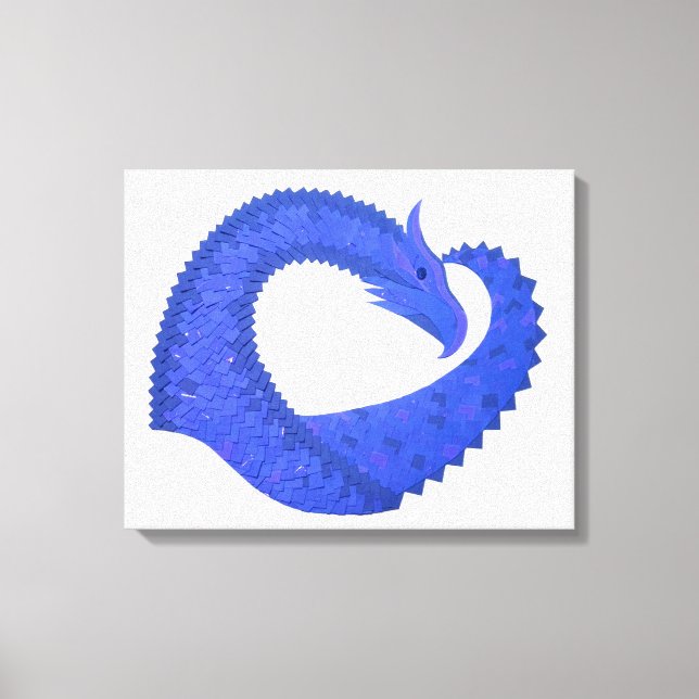 Blue heart dragon on white canvas print (Front)