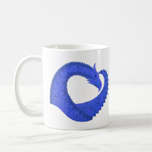 Blue heart dragon on white coffee mug