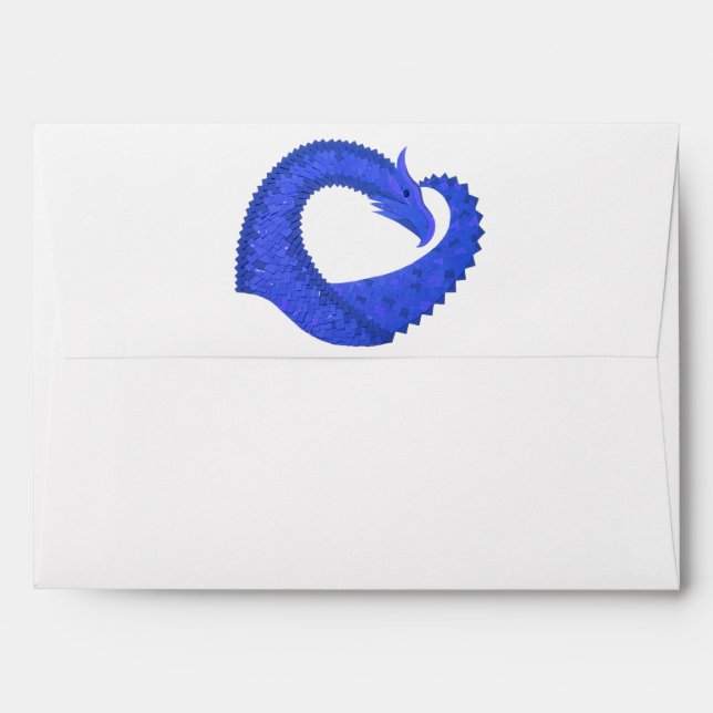 Blue heart dragon on white envelopes (Back (Top Flap))