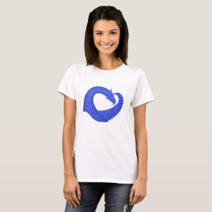 Blue heart dragon on white T-Shirt