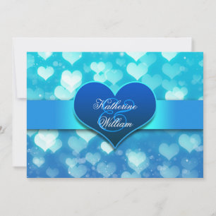 blue heart engagement party invitations
