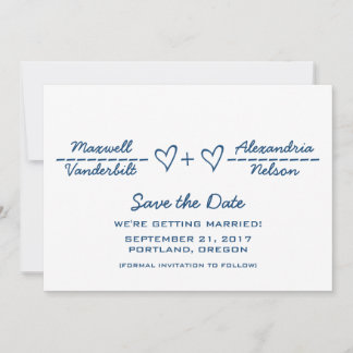 Blue Heart Equation Save the Date Invite