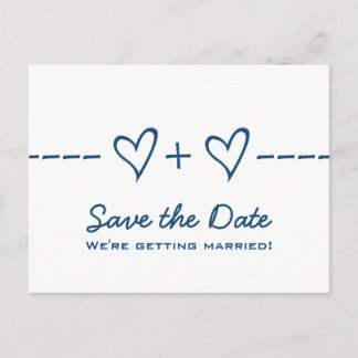 Blue Heart Equation Save the Date Postcard