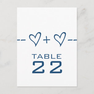 Blue Heart Equation Table Number Postcard
