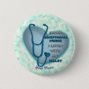 Blue Heart Exceptional Nurse 2 Inch Round Button