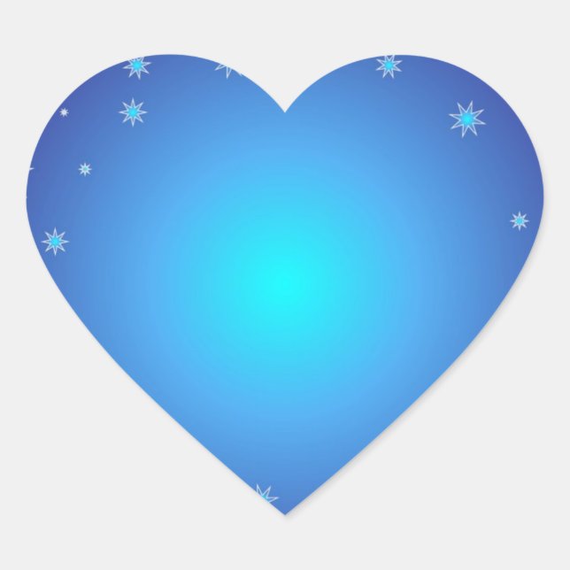 Blue Heart Glitter Heart Sticker (Front)