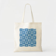 Blue Heart Grid Tote Bag