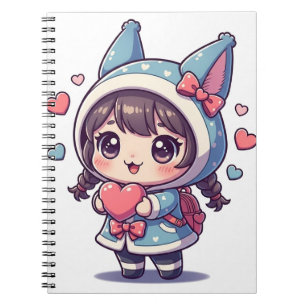 Blue Heart Hoodie Chic Notebook