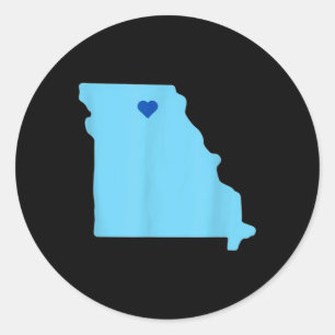 Blue Heart In State Of Missouri Outline  Classic Round Sticker