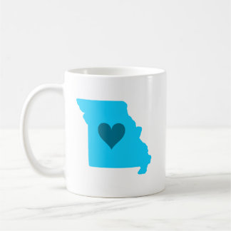 Blue Heart in State of Missouri Outline Coffee Mug