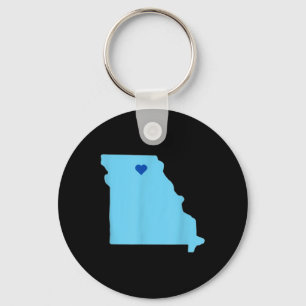 Blue Heart In State Of Missouri Outline Keychain