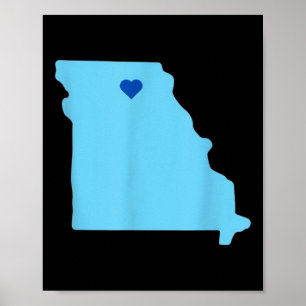Blue Heart In State Of Missouri Outline  Poster