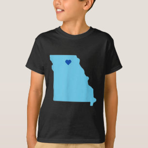 Blue Heart In State Of Missouri Outline  T-Shirt