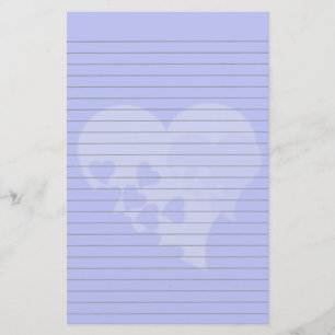 Blue Heart  Lined Stationery