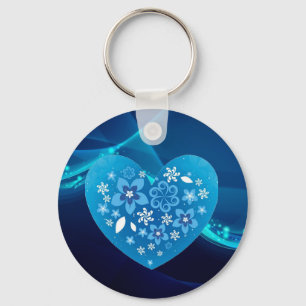 Blue heart love keychain