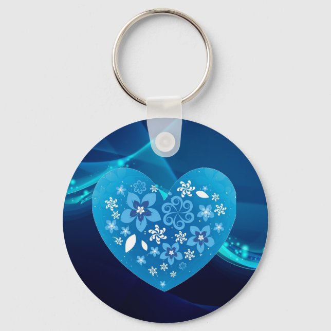 Blue heart love keychain (Front)