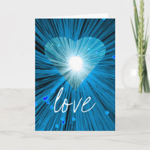 Blue Heart 'Love' 'Your Text' greetings card
