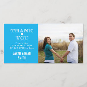 Blue Heart Mariage Photo Merci Cartes