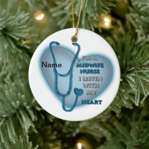 Blue Heart Midwife Nurse ornament
