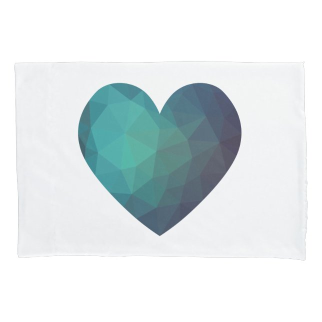 Blue heart modern romantic pillowcase (Front)