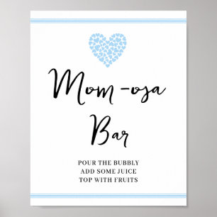 Blue Heart Mom-osa-bar Baby Shower Poster