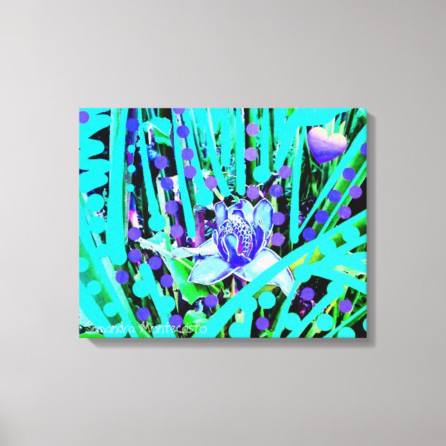 Blue Heart Moon & Wonder Blue Rose Canvas Print (Front)