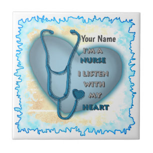 Blue Heart  Nurse  Tile