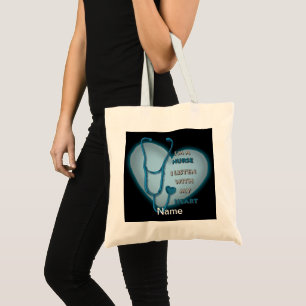 Blue Heart Nurse  Tote Bag