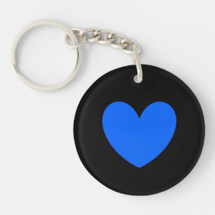 Blue heart on black keychain