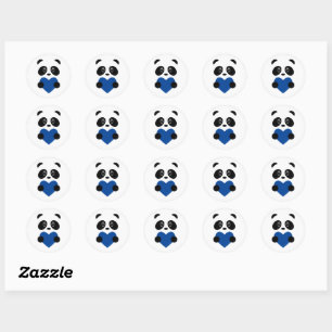 Blue Heart Panda Classic Round Sticker