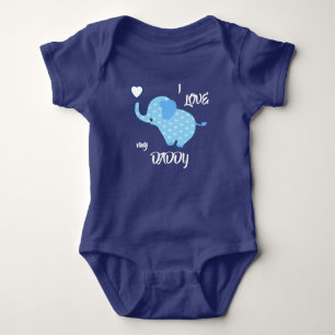 Blue Heart Pattern Elephant Baby Bodysuit